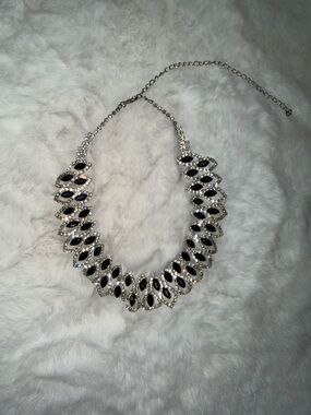 Classic Black and Silver Statement Necklace - Women Jewelry